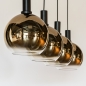 Foto 15248-9: Zwarte hanglamp met vier bollen van goud glas