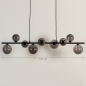Foto 15254-1: Bijzondere hanglamp met negen bollen van rookglas 