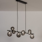 Foto 15254-2: Bijzondere hanglamp met negen bollen van rookglas 