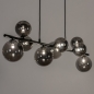 Foto 15254-3: Bijzondere hanglamp met negen bollen van rookglas 