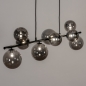 Foto 15254-6: Bijzondere hanglamp met negen bollen van rookglas 