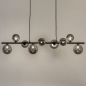 Foto 15254-7: Bijzondere hanglamp met negen bollen van rookglas 