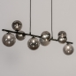 Foto 15254-8: Bijzondere hanglamp met negen bollen van rookglas 