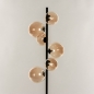 Foto 15255-4: Zwarte vloerlamp met zes amberkleurige bollen van glas in boutique hotel stijl