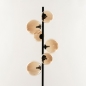 Foto 15255-8: Zwarte vloerlamp met zes amberkleurige bollen van glas in boutique hotel stijl