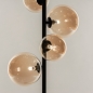 Foto 15255-9: Zwarte vloerlamp met zes amberkleurige bollen van glas in boutique hotel stijl