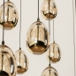 Foto 15270-11: Grote bijzondere hanglamp met twaalf glazen in amber kleur