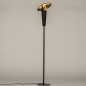 Foto 15282-2: Moderne Zwarte vloerlamp met goud en kantelbare kap en GU10 fitting