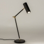 Foto 15297-2: Luxe zwarte tafellamp met knikarm en messing/gouden details 