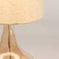 Foto 15301-5 detailfoto: Vaaslamp van amberkleurig glas met een beige linnen kap 