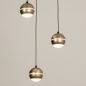 Foto 15302-3 vooraanzicht: Moderne hanglamp met drie bollen van metaal in messing/goud 
