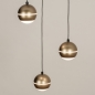 Foto 15302-4 vooraanzicht: Moderne hanglamp met drie bollen van metaal in messing/goud 
