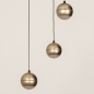 Foto 15302-8 vooraanzicht: Moderne hanglamp met drie bollen van metaal in messing/goud 