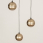 Foto 15302-9 vooraanzicht: Moderne hanglamp met drie bollen van metaal in messing/goud 