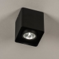 Foto 15329-3 schuinaanzicht: Zwarte vierkante plafondlamp voor buiten met geïntegreerde led verlichting