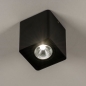 Foto 15329-4 schuinaanzicht: Zwarte vierkante plafondlamp voor buiten met geïntegreerde led verlichting