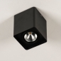 Foto 15329-5 schuinaanzicht: Zwarte vierkante plafondlamp voor buiten met geïntegreerde led verlichting