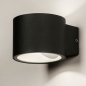 Foto 15332-4 schuinaanzicht: Ronde wandlamp voor buiten in het zwart 