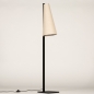 Foto 15337-10: Japandi vloerlamp in rustieke stijl van zwart metaal met beige linnen