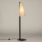 Foto 15337-4: Japandi vloerlamp in rustieke stijl van zwart metaal met beige linnen