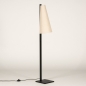Foto 15337-9: Japandi vloerlamp in rustieke stijl van zwart metaal met beige linnen