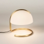 Foto 15339-2: Retro tafellamp in messing/goud met halve bol van wit opaalglas