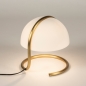 Foto 15339-3: Retro tafellamp in messing/goud met halve bol van wit opaalglas
