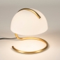 Foto 15339-4: Retro tafellamp in messing/goud met halve bol van wit opaalglas