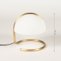 Foto 15339-8: Retro tafellamp in messing/goud met halve bol van wit opaalglas