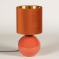 Foto 15342-4: Klassieke tafellamp met bol als voet en velvet kap in oranje met goud