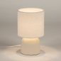 Foto 15346-3: Beige teddy tafellamp met messing detail en offwhite kap van teddy stof/bouclé