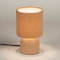 Foto 15347-3: Trendy tafellamp in nude kleur met kap van teddy stof 
