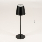 Foto 15355-1 maatindicatie: Oplaadbare tafellamp voor buiten en binnen in het zwart met USB 