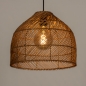 Foto 15357-4 vooraanzicht: Grote ronde rotan hanglamp aan zwart snoer 