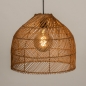 Foto 15357-5 vooraanzicht: Grote ronde rotan hanglamp aan zwart snoer 