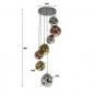 Foto 15379-11: Vide hanglamp met zeven glazen bollen met organische vormen in goud, koper en chroom