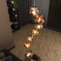 Foto 15379-3: Vide hanglamp met zeven glazen bollen met organische vormen in goud, koper en chroom
