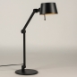 Foto 15424-2 schuinaanzicht: Zwarte bureaulamp met gouden binnenkant en verstelbare knikarm