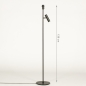 Foto 15500-1 maatindicatie: Zwarte staande schemerlamp met GU10 leeslamp zonder kap 