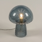 Foto 15508-3: Design-Tischlampe 'Pilz' aus blauem Glas
