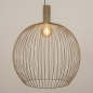Foto 15514-8 vooraanzicht: Extra grote draad bol hanglamp van metaal in beige 