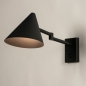 Foto 15527-2 schuinaanzicht: Zwarte wandlamp in Scandinavische stijl met knikarm en schakelaar op wandplaat