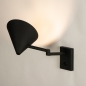 Foto 15527-3 schuinaanzicht: Zwarte wandlamp in Scandinavische stijl met knikarm en schakelaar op wandplaat