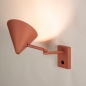 Foto 15529-3 schuinaanzicht: Roze wandlamp in Scandinavische stijl met knikarm en schakelaar op de wandplaat
