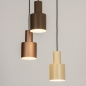 Foto 15537-3 vooraanzicht: Ronde hanglamp met drie metalen kokers in beige, taupe en bruin 