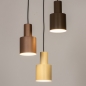 Foto 15537-4 vooraanzicht: Ronde hanglamp met drie metalen kokers in beige, taupe en bruin 