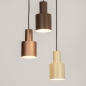 Foto 15537-5 vooraanzicht: Ronde hanglamp met drie metalen kokers in beige, taupe en bruin 