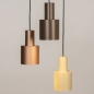 Foto 15537-6 vooraanzicht: Ronde hanglamp met drie metalen kokers in beige, taupe en bruin 