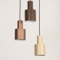 Foto 15537-7 vooraanzicht: Ronde hanglamp met drie metalen kokers in beige, taupe en bruin 