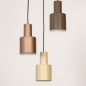 Foto 15537-8 vooraanzicht: Ronde hanglamp met drie metalen kokers in beige, taupe en bruin 